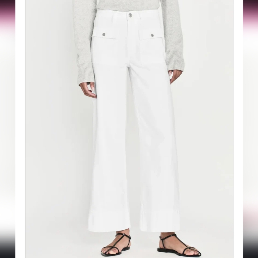Frame The 70s Patch Pocket Crop In White Size 24